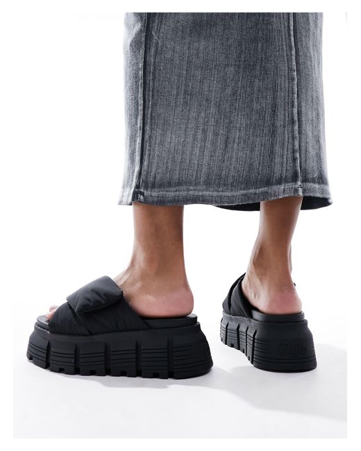 Buffalo Black – ava velcross – flache sandalen