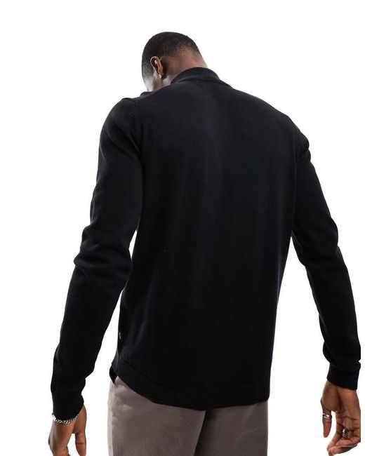 Only & Sons Black Knitted Half Zip Jumper for men