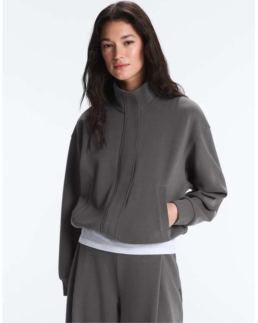 Oysho Gray Piqué Jacket With Cotton