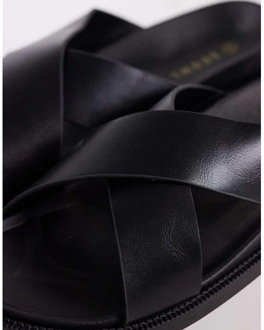 SEQWL Black Kidman Cross Over Flat Sandal for men