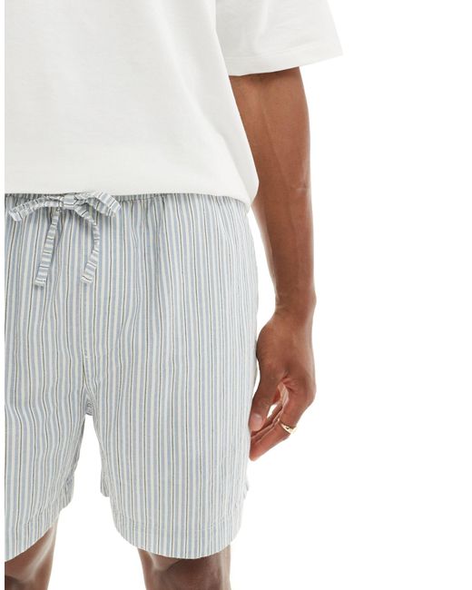 Short large à rayures - et blanc ASOS pour homme en coloris White