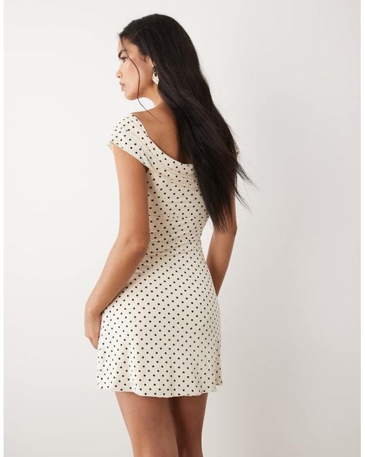 Tiger Mist Natural Denali Ruffle Sleeve Sweetheart Neckline Mini Dress