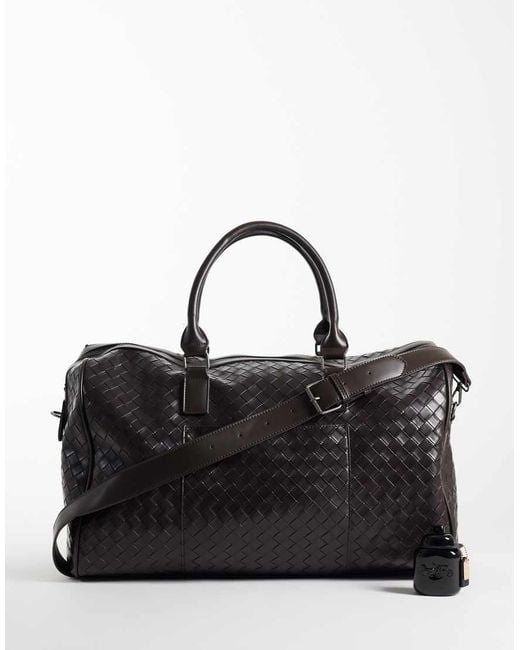 ASOS Black Embossed Weave Holdall Bag for men