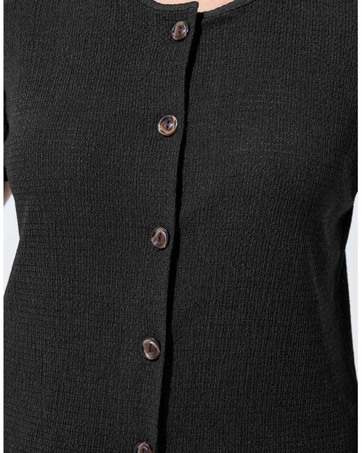 Yours Clothing Black Crinkle Short Sleeve Top