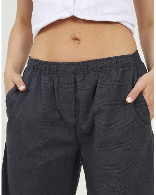 Brave Soul White Check Tailored Trousers With Elasticated Waist