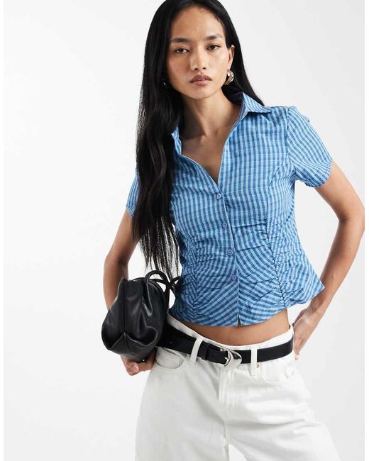 Cotton On Blue Maya Ruched Shirt