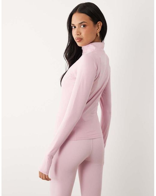 Gina Tricot Pink Mix And Match Half Zip Sporty Yoga Top