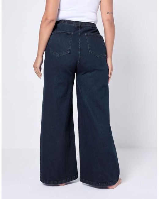 Yours Clothing Blue Wide Leg Slouchy Jeans