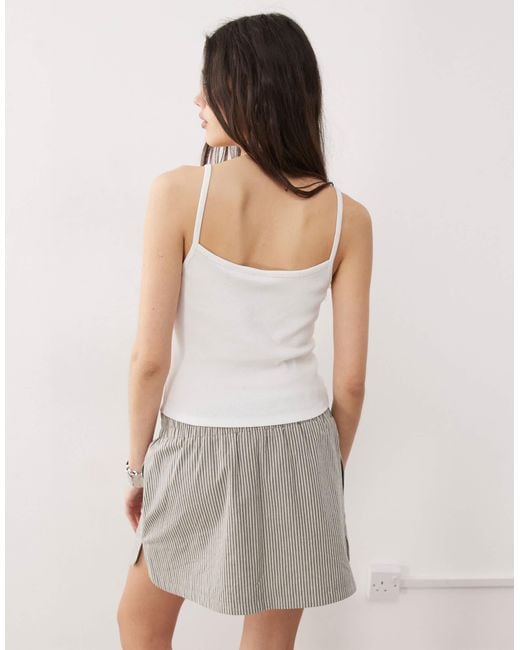 Collusion White Ribbed Cami Top