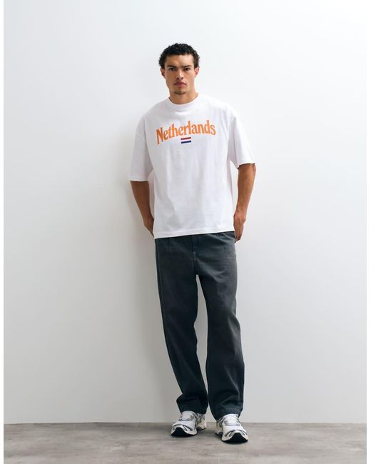 ASOS Gray Oversized T-shirt With Netherlands Graphic for men
