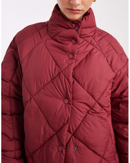 Miss Selfridge Oversized Gewatteerd Cropped Jack Met Opstaande Boord in het Red