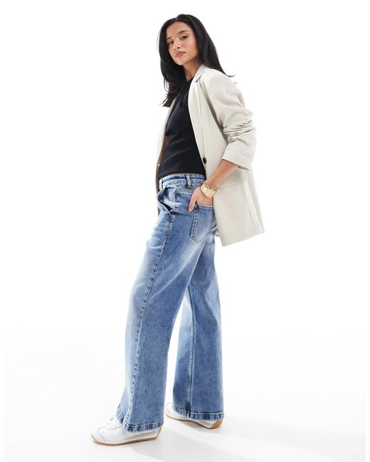 Miss Selfridge Blue Flare Wide Leg Jean