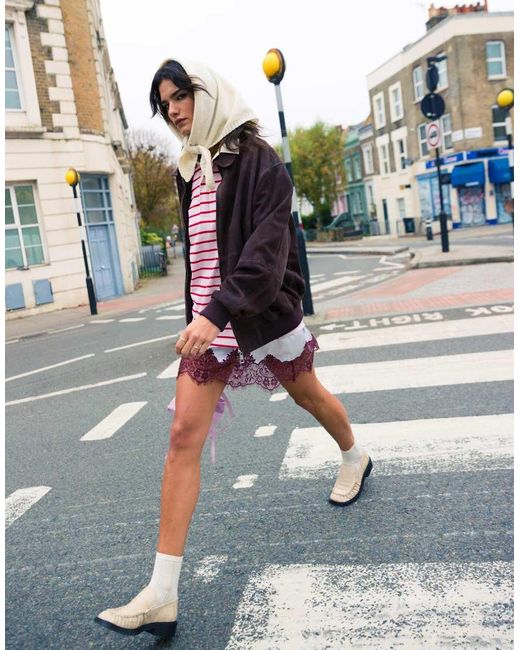 TOPSHOP Bomberjack Van Premium Suède in het Multicolor