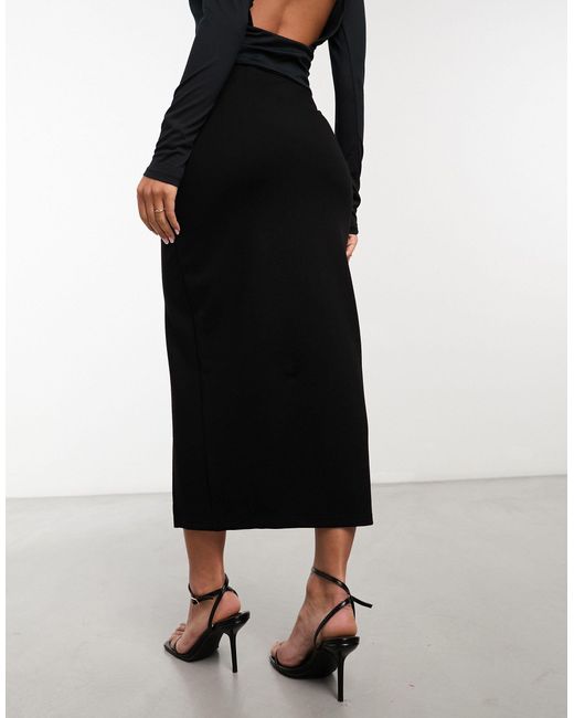 Asymmetric wrap top midi skirt