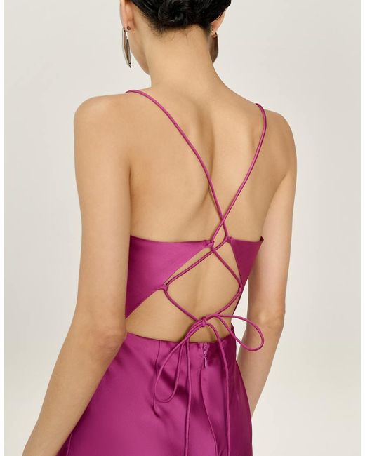 OMNES Pink Dresses Riviera Satin Midi Dress With Tie-Back