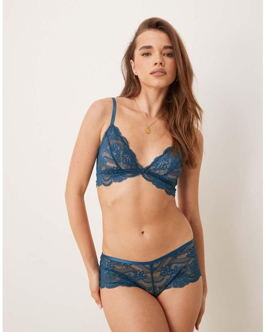 Free People Blue Last Dance Lace Briefs