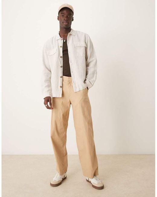 SELECTED Natural Linen Overshirt for men