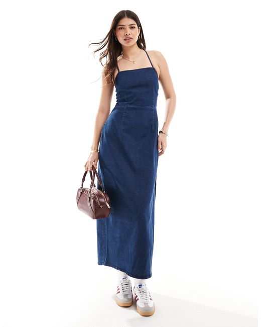 Vero Moda Blue Midi Dress With Cross Back