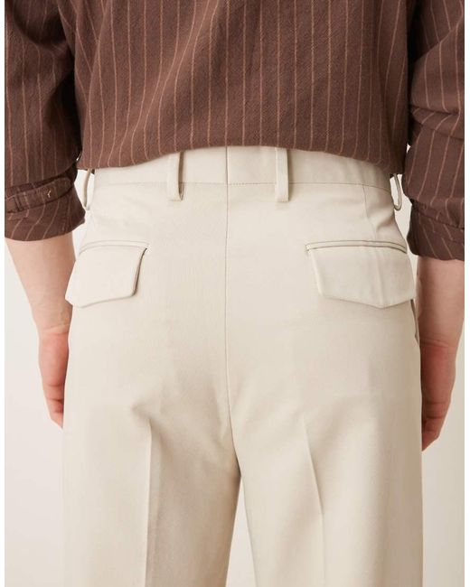 ASOS Natural Tailored Carrot Fit Pants for men
