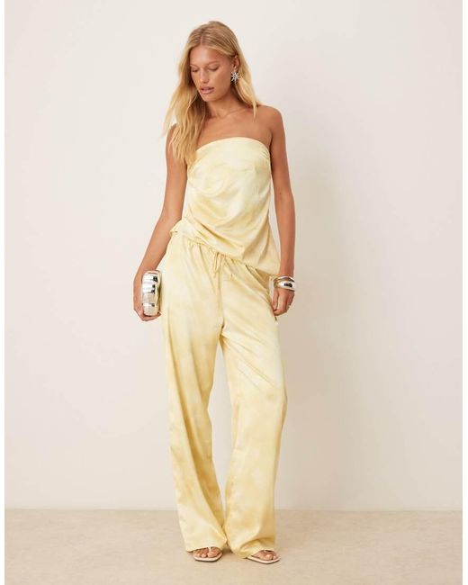 SNDY'S Natural Satin Bandeau Asymmetric Hem Top Co-ord