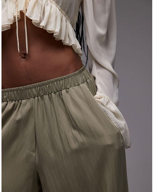 Pantalon ultra ample avec liens noués à la taille - pistache ASOS en coloris Green