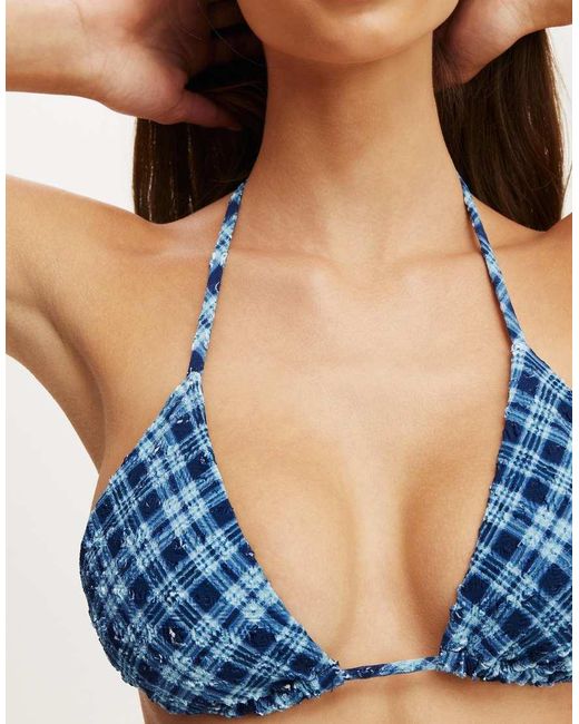 Cotton On Blue String Triangle Bikini Top