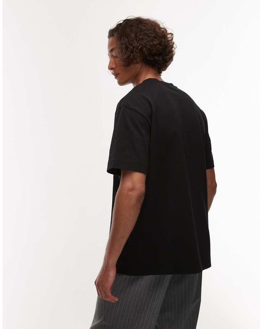 Camiseta Negra Extragrande Con Estampado "San Juan" De Topman de hombre de color Black