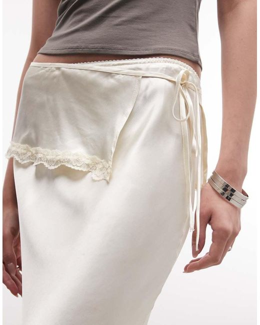 Reclaimed Vintage White Satin Maxi Slip Skirt With Layered Frill
