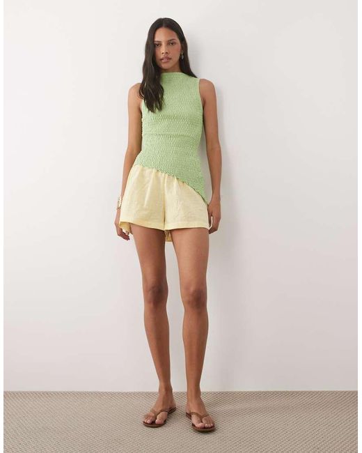 ASOS Green Knitted Shirred Asymmetric Top