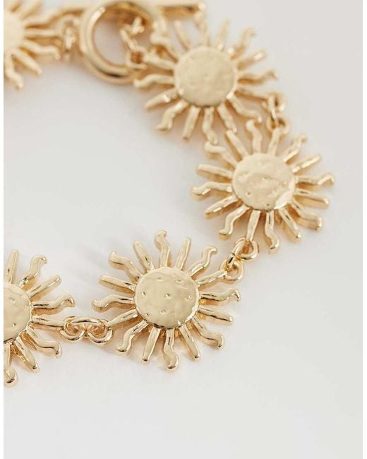 ASOS Metallic T-bar Bracelet With Small Sun Design