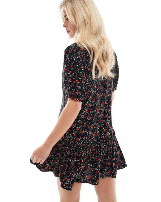 Miss Selfridge Black Printed Spun Smock Dress
