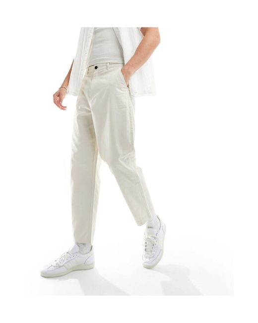 Farah White Hawtin Twill Relaxed Tapered Pants for men