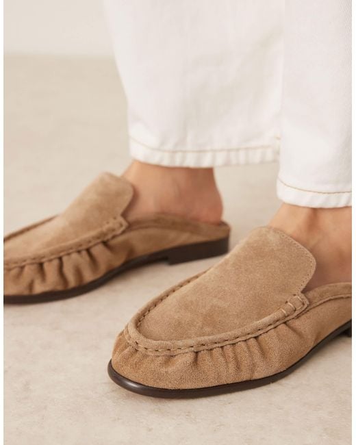 ASOS Natural – mellow – hochwertige loafer-mules aus wildleder