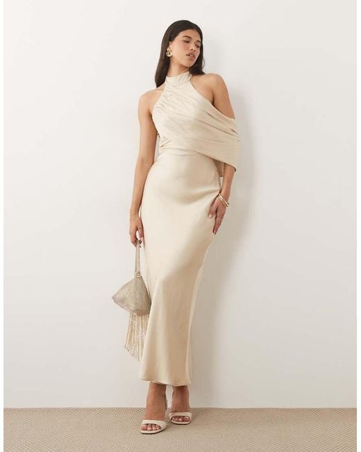 Forever New Natural High Neck Drape Maxi Dress