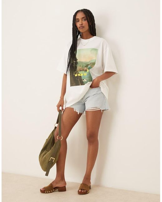 ASOS White Oversized T-Shirt With Beach Club Graphic