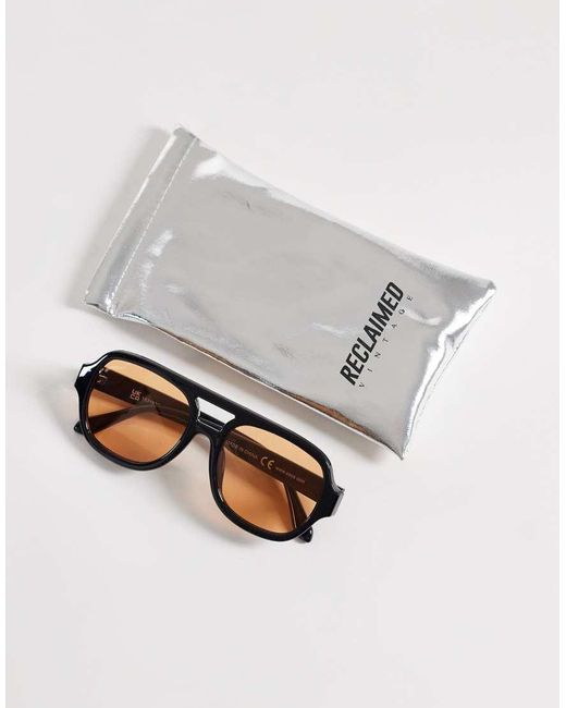 Reclaimed Vintage Natural Unisex Aviator Sunglasses With Lens