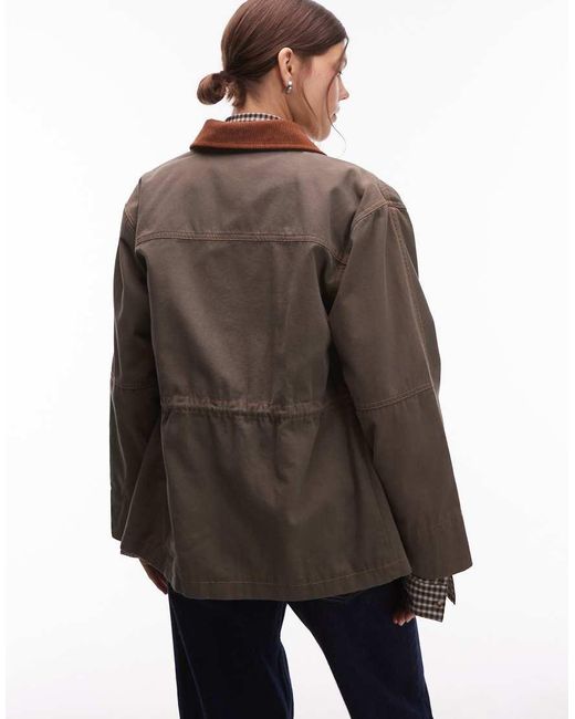 emory park Green Oversized Button Through Worker Jacket