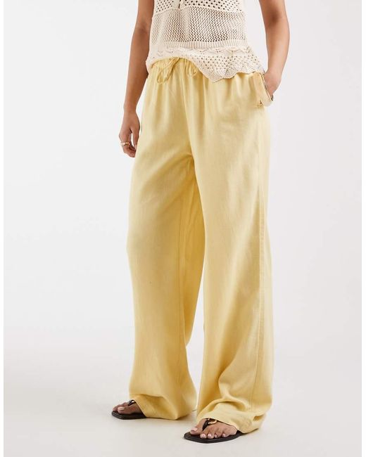 ONLY Natural Linen Blend Pull On Trouser Co-ord
