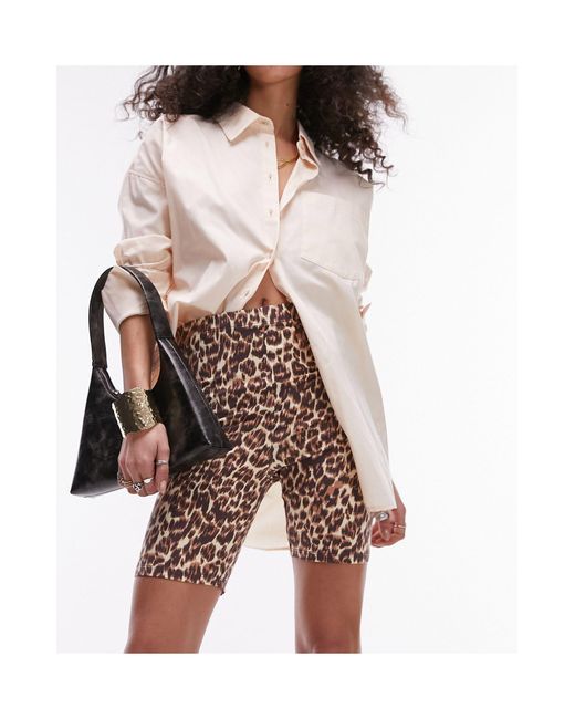 TOPSHOP White Leopard Printed legging Short