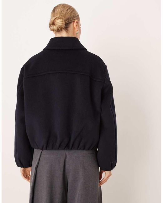 Mango Blue Oversized Puffball Harrington Jacket