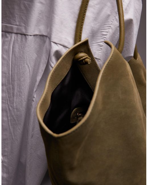 ASOS Green Suede Tubular Handle Vase Tote Bag