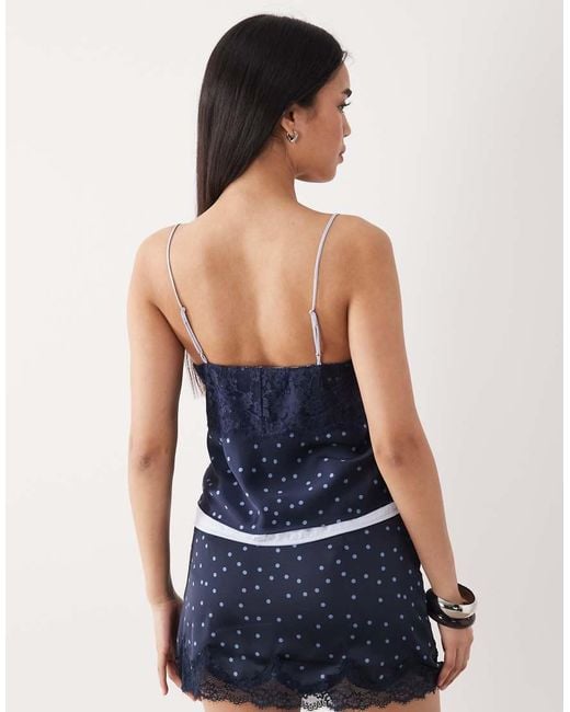 Abercrombie & Fitch Blue Reversible V Neck Lace Cami Top Co-Ord