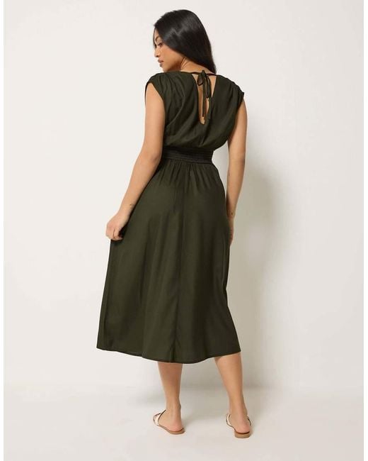 PixieGirl Green Petite Wrap Midi Dress