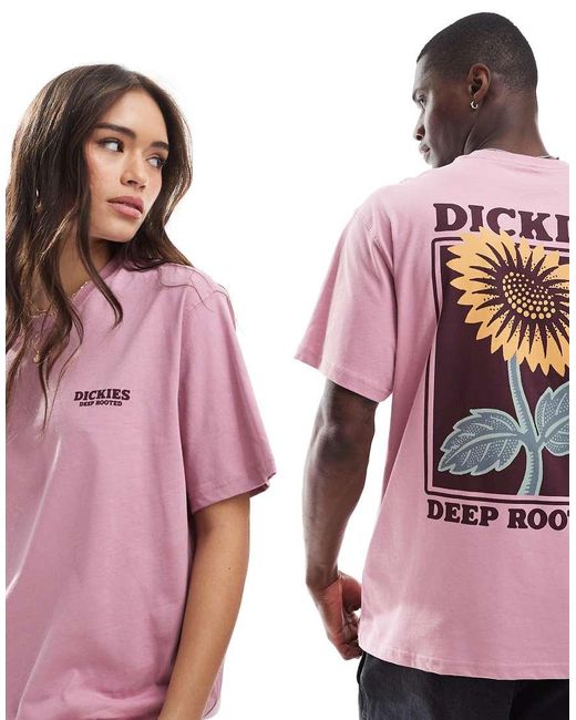 Camiseta Con Estampado Gráfico En La Espalda De Girasol Exclusiva En Asos De Dickies de color Pink