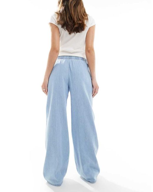 Stradivarius Blue Denim Pull On Pants