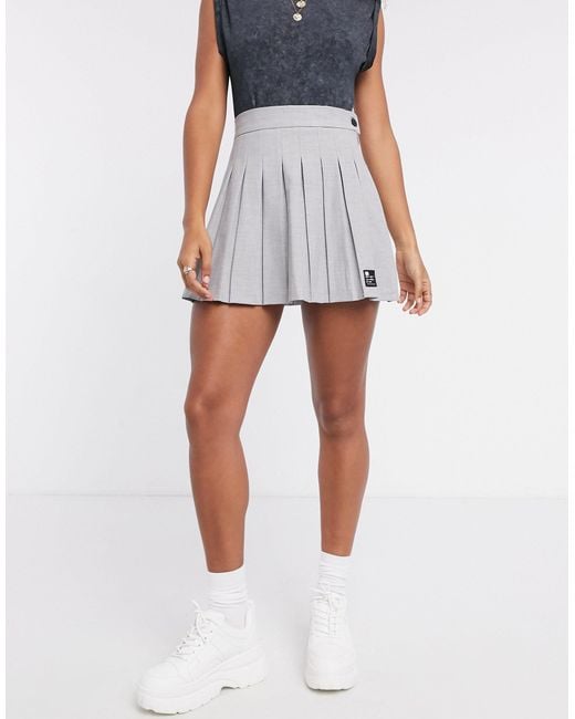 Bershka Mini Pleated Skirt in Gray | Lyst
