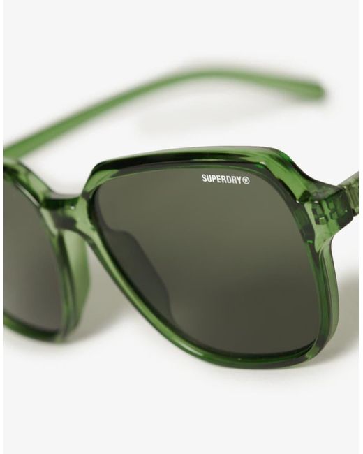 Superdry Green Oversized Square Sunglasses