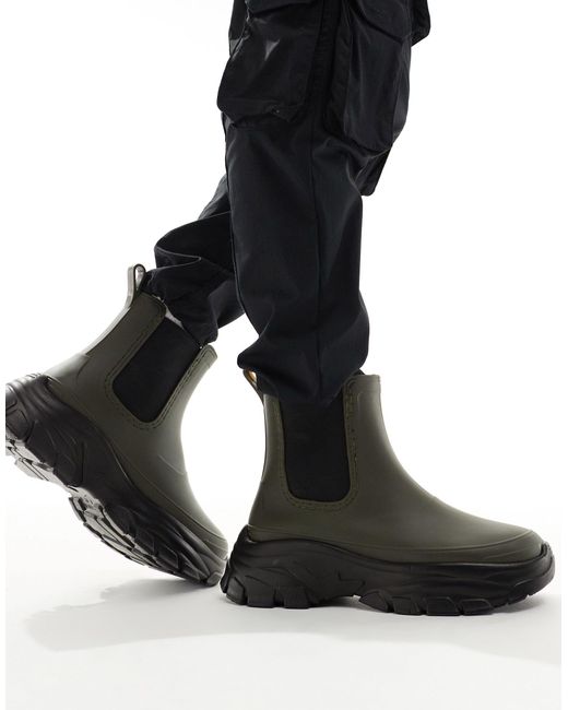 Stivali da pioggia color kaki di ASOS in Black da Uomo