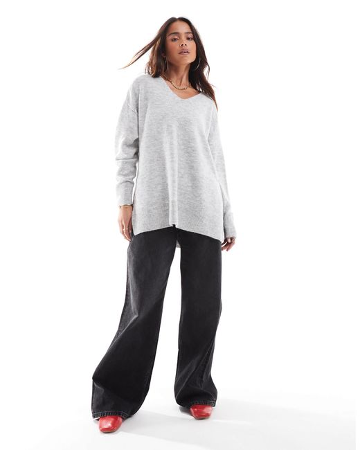 Vero Moda White – weicher longline-pullover