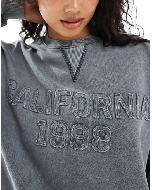 Daisy Street Blue Oversized Graphic Sweatshirt